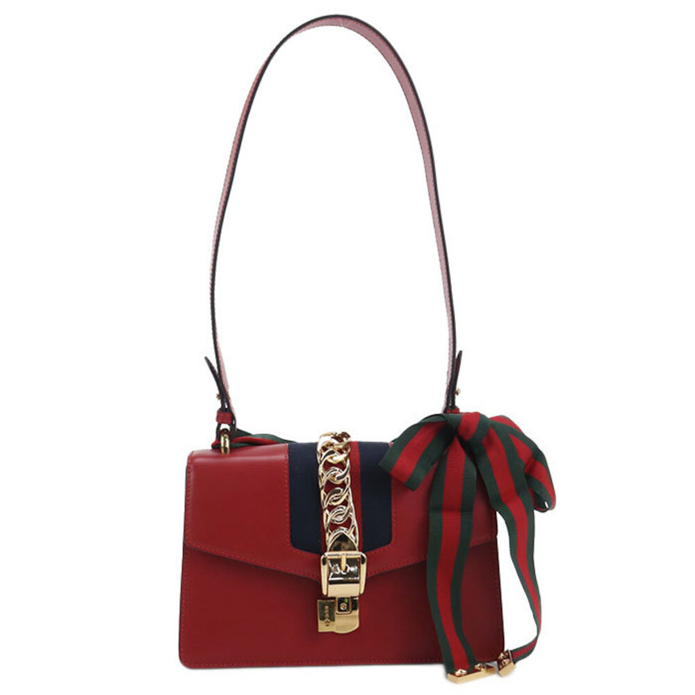 GUCCI Authentic Red Sylvie Shoulder Bag